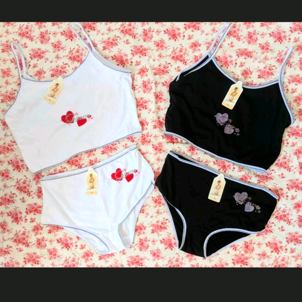 Women's Cami Pajamas Black and White Set